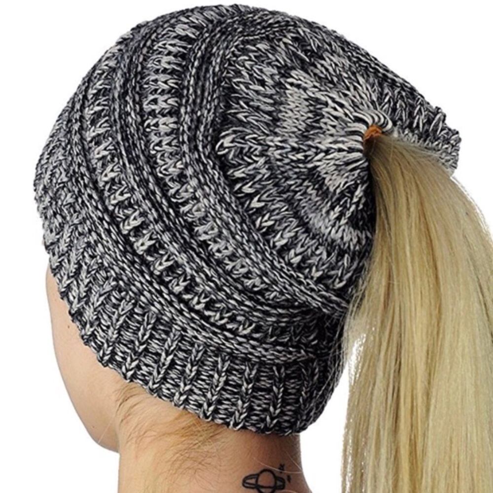 Beanie Messy Bun High Ponytail Hat Hair Accessory - Picture 4 of 7